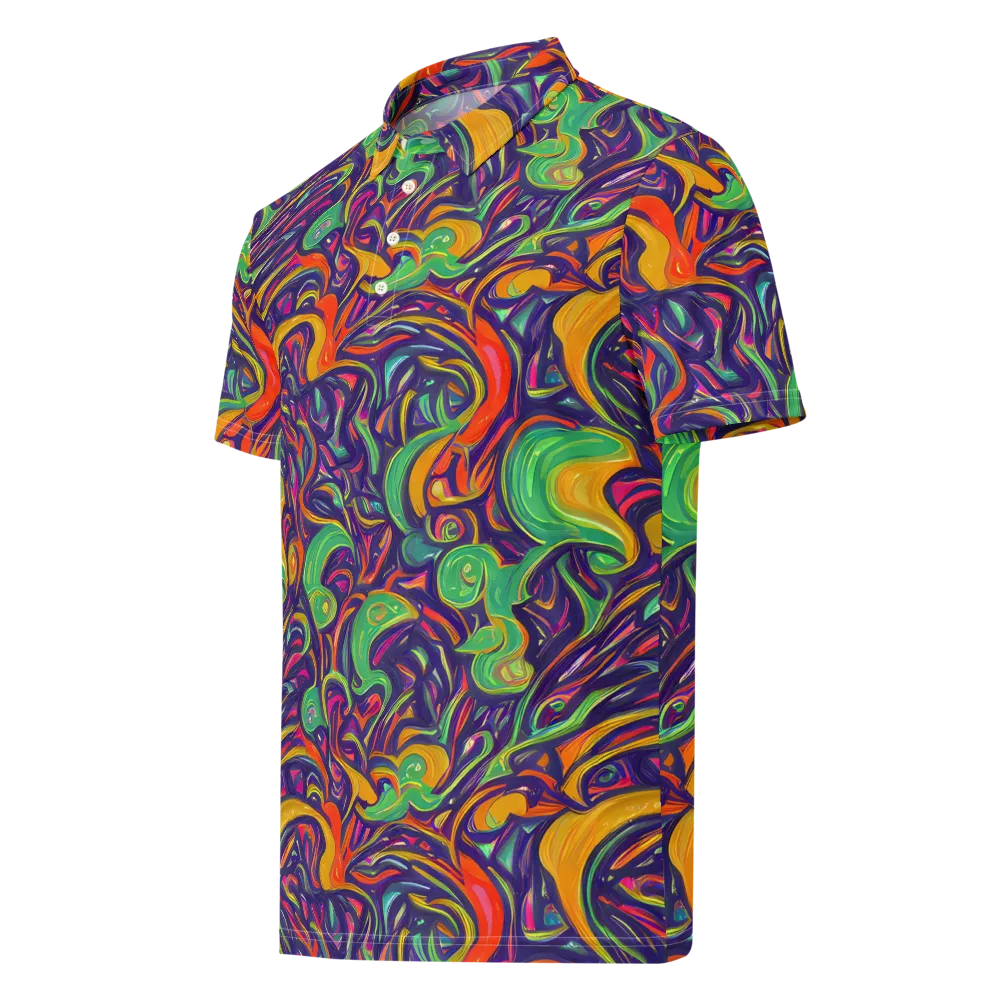 Psychedelic Ribbons on Men's Slim Fit Polo Shirt — Left Front