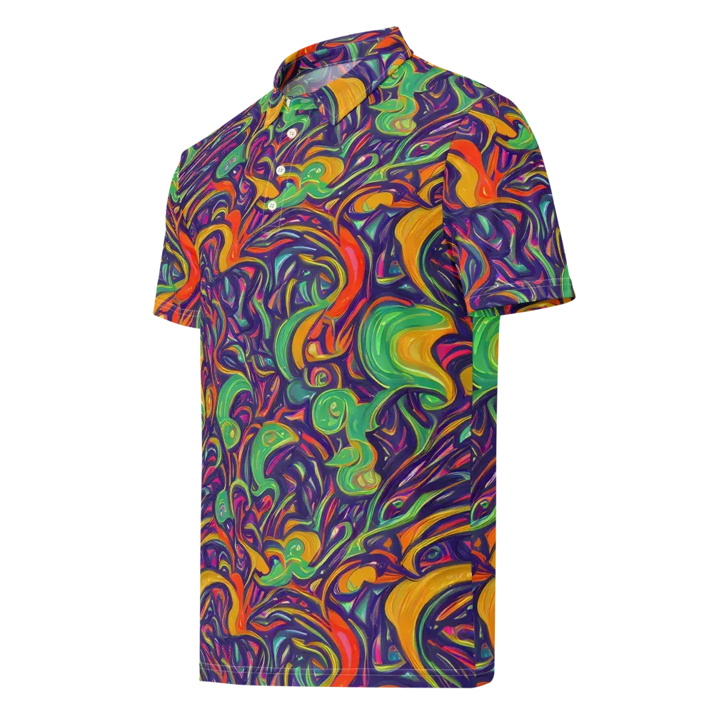 Psychedelic Ribbons on Men's Slim Fit Polo Shirt — Left Front