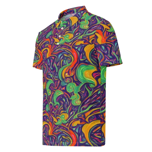 Psychedelic Ribbons on a Men's Slim Fit Polo Shirt