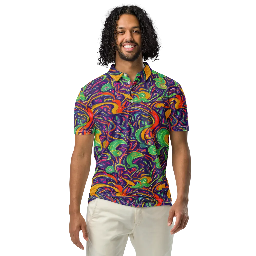 Psychedelic Ribbons on Men's Slim Fit Polo Shirt — Front