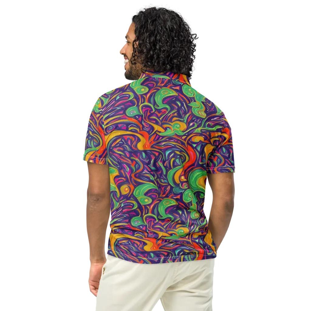Psychedelic Ribbons on Men's Slim Fit Polo Shirt — Back