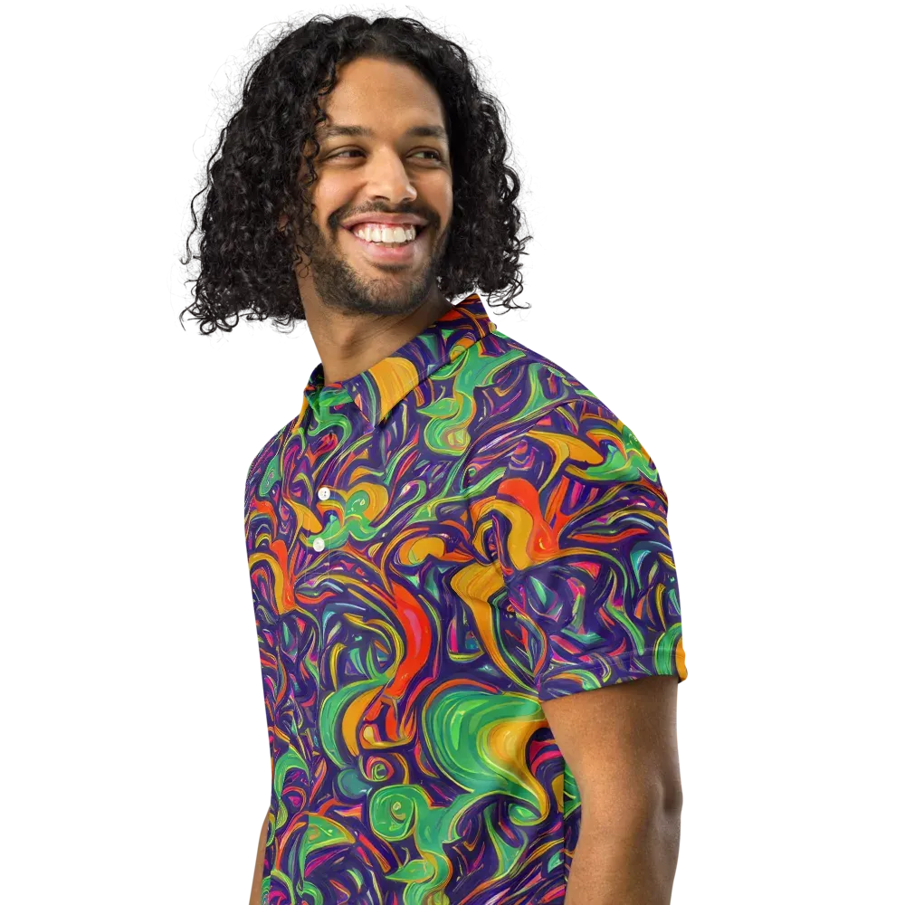 Psychedelic Ribbons on Men's Slim Fit Polo Shirt — Left Front