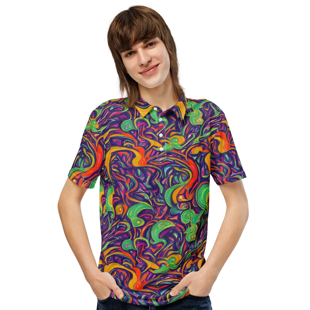 Psychedelic Ribbons on Men's Slim Fit Polo Shirt — Front