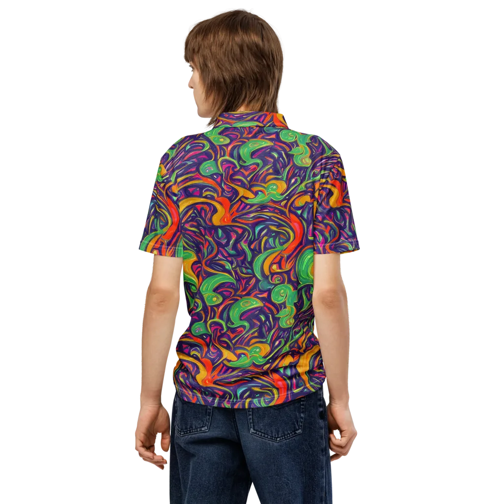 Psychedelic Ribbons on Men's Slim Fit Polo Shirt — Back