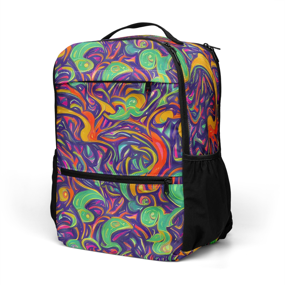 Psychedelic Ribbons on Utility Backpack — Left Front