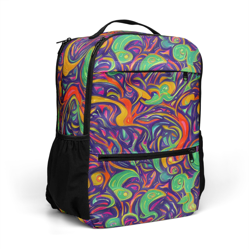 Psychedelic Ribbons on Utility Backpack — Right Front