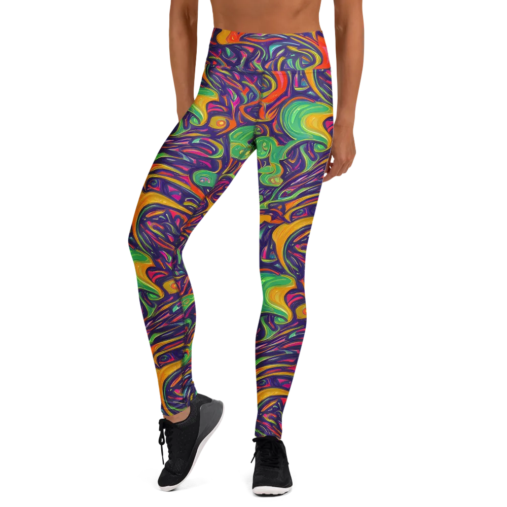 Psychedelic Ribbons on Yoga Leggings — Front