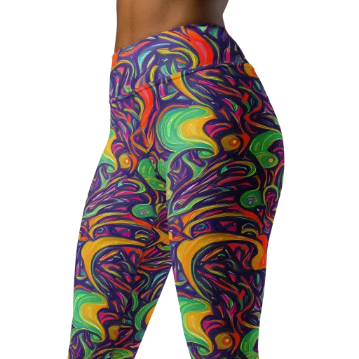 Psychedelic Ribbons on a Yoga Leggings