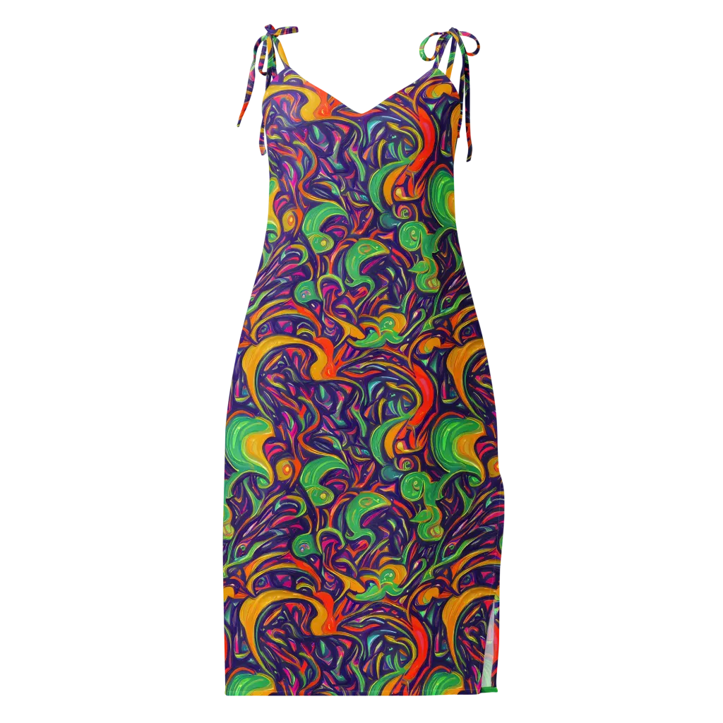 Psychedelic Ribbons on Slip Dress — Front