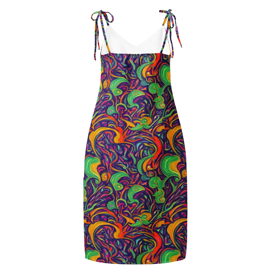 Psychedelic Ribbons on Slip Dress — Back