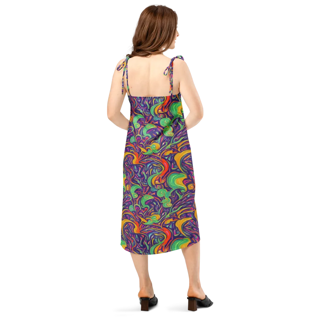 Psychedelic Ribbons on Slip Dress — Back