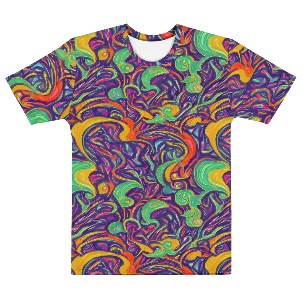 Psychedelic Ribbons on Men's Cotton Crew Neck T-Shirt — Front