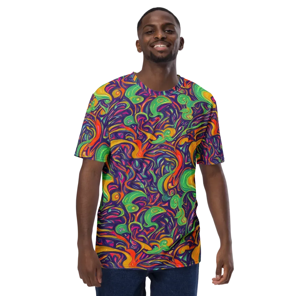 Psychedelic Ribbons on Men's Crew Neck T-Shirt — Front