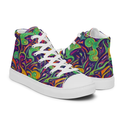 Psychedelic Ribbons on a Men's High Top Canvas Shoes