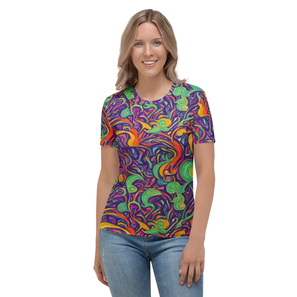 Psychedelic Ribbons on Women's Crew Neck T-Shirt — Front