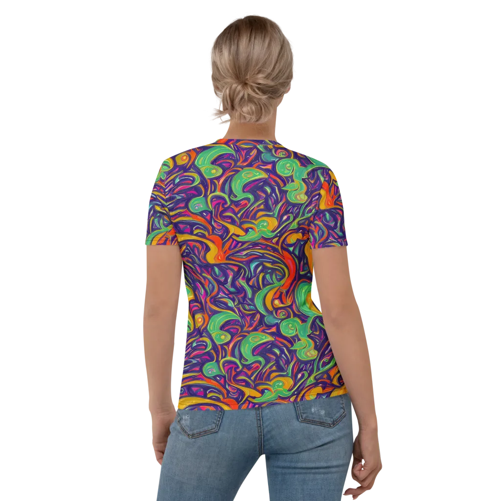 Psychedelic Ribbons on Women's Crew Neck T-Shirt — Back