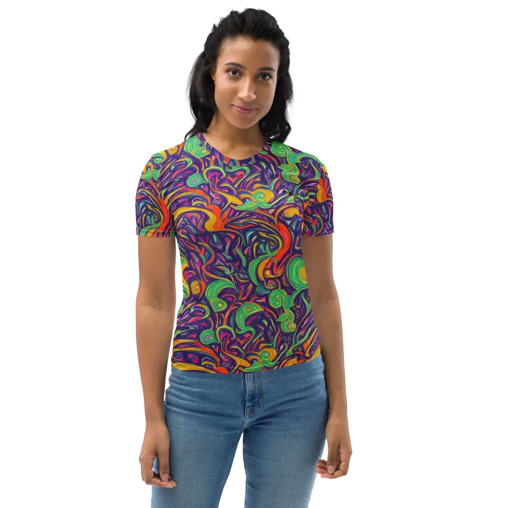 Psychedelic Ribbons on Women's Crew Neck T-Shirt — Front