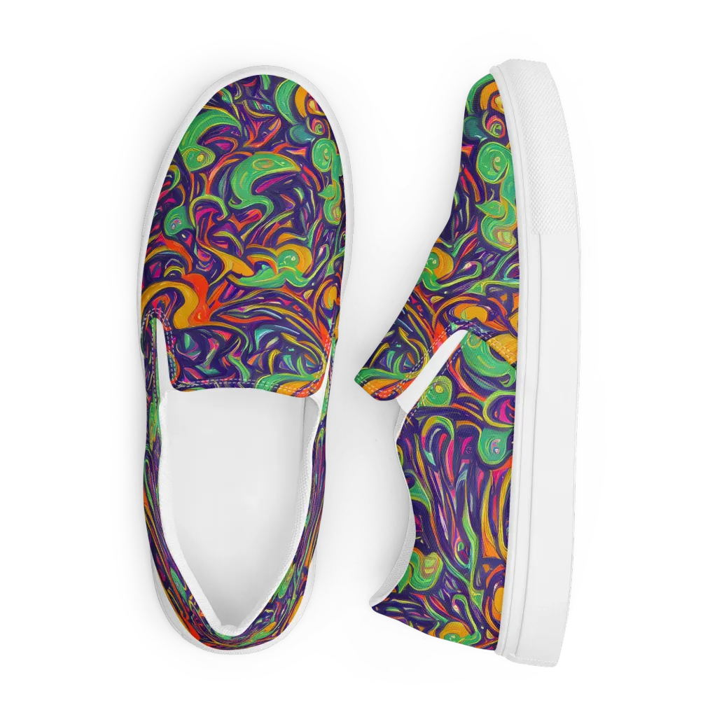 Psychedelic Ribbons on Men's Slip-On Canvas Shoes — Front