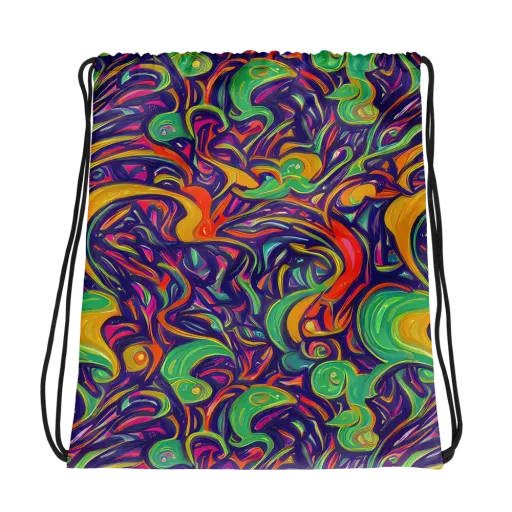 Psychedelic Ribbons on a Drawstring Bag