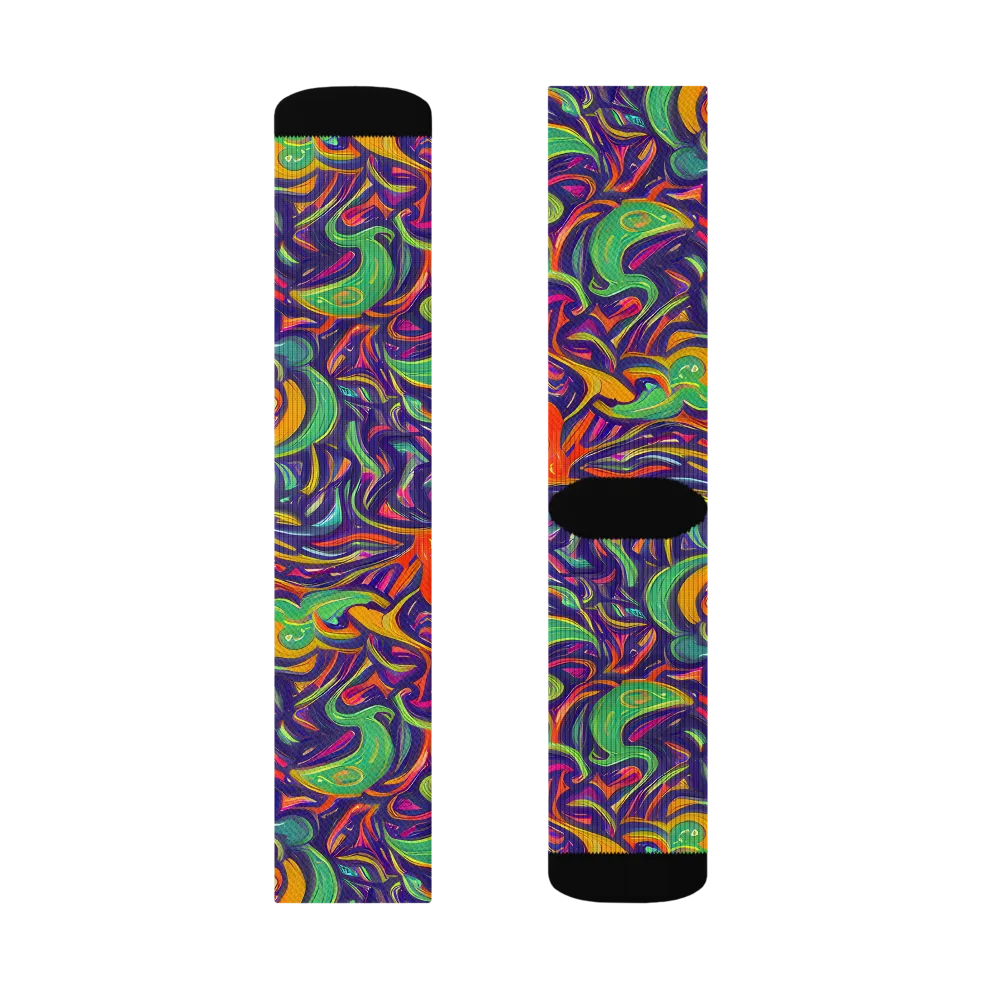 Psychedelic Ribbons on Socks — Left Sock
