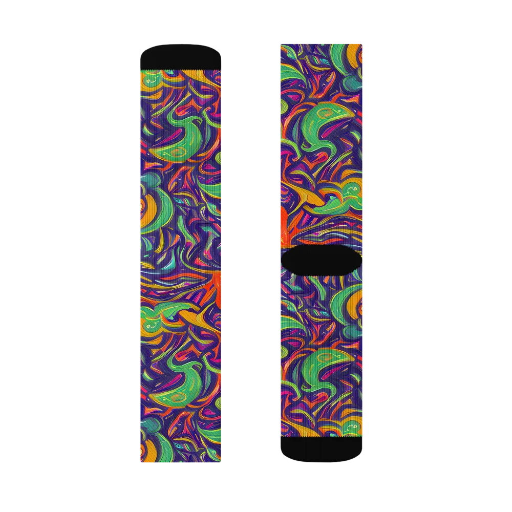 Psychedelic Ribbons on Socks — Right Sock
