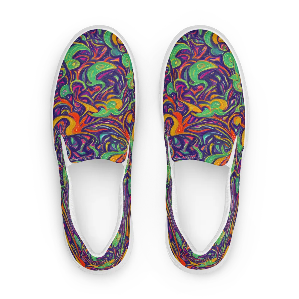 Psychedelic Ribbons on Women's Slip-On Canvas Shoes — Front