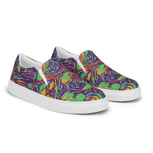 Psychedelic Ribbons on a Women's Slip-On Canvas Shoes