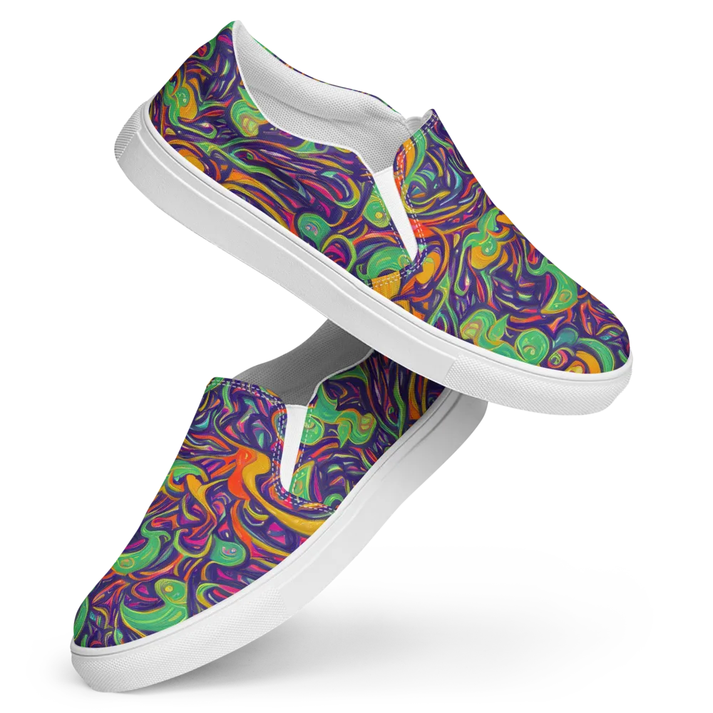 Psychedelic Ribbons on Women's Slip-On Canvas Shoes — Front