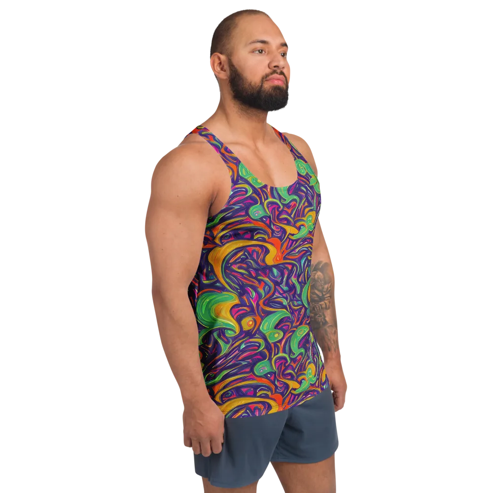 Psychedelic Ribbons on Men's Tank Top — Right Front