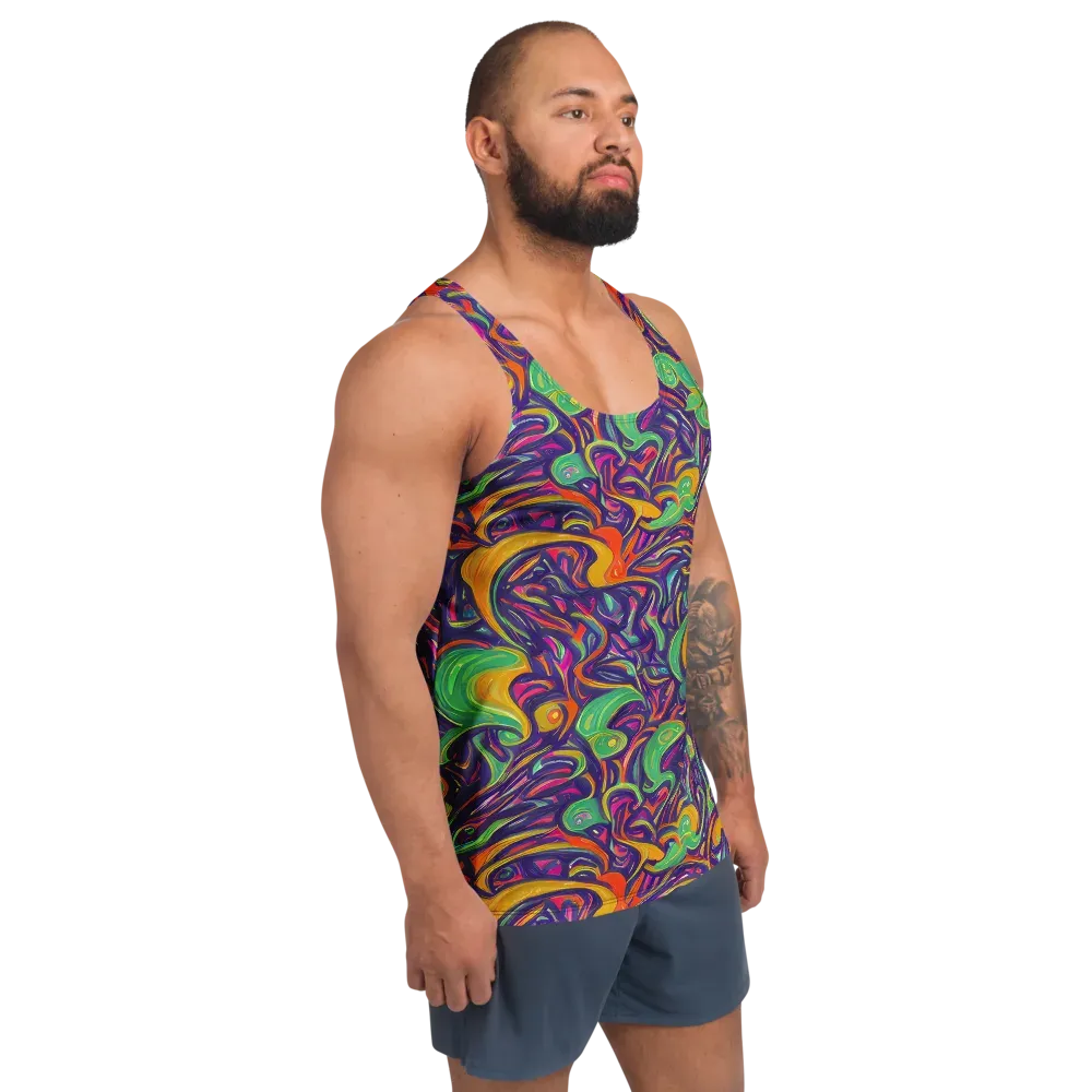 Psychedelic Ribbons on Men's Tank Top — Right Front