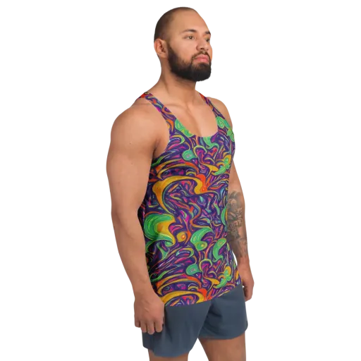 Psychedelic Ribbons on a Men's Tank Top