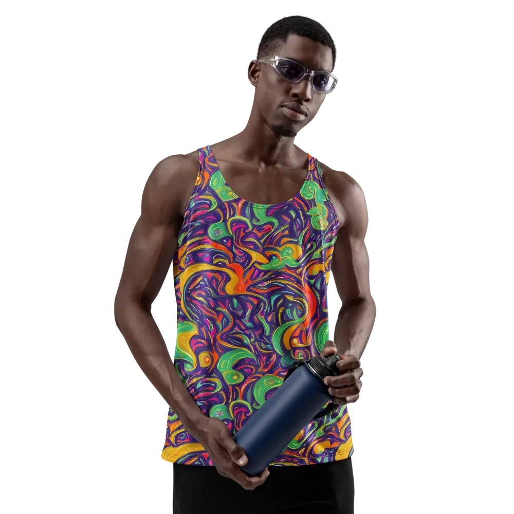 Psychedelic Ribbons on Men's Tank Top — Front