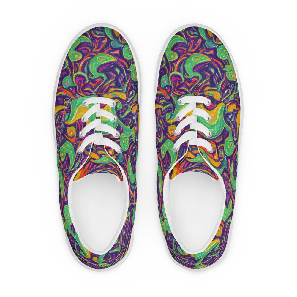 Psychedelic Ribbons on Men's Lace-Up Canvas Shoes — Front