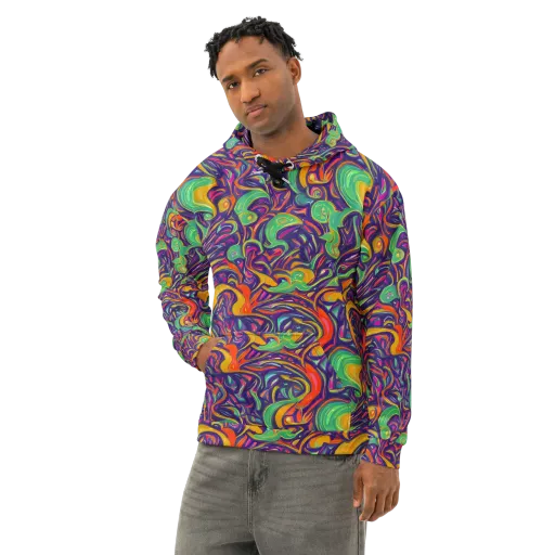 Psychedelic Ribbons on a Cotton Hoodie