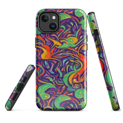 Psychedelic Ribbons on a MagSafe Tough Case for iPhone®