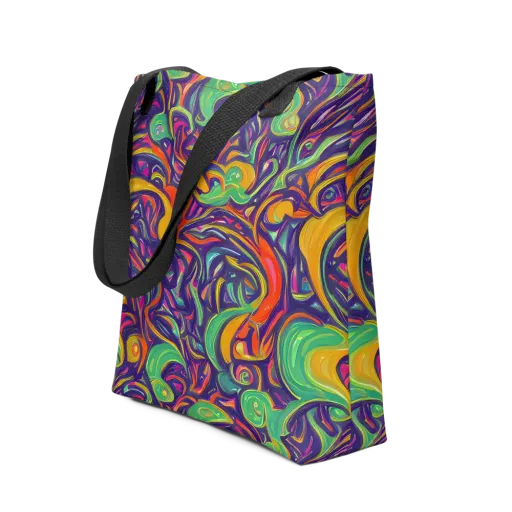 Psychedelic Ribbons on a Tote Bag