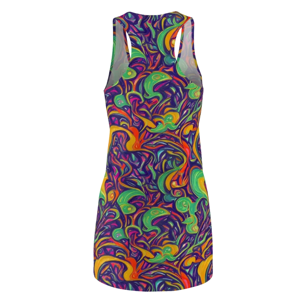 Psychedelic Ribbons on Racerback Dress — Back