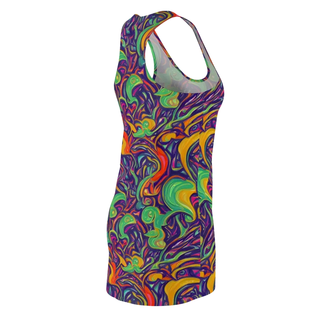 Psychedelic Ribbons on Racerback Dress — Back Side