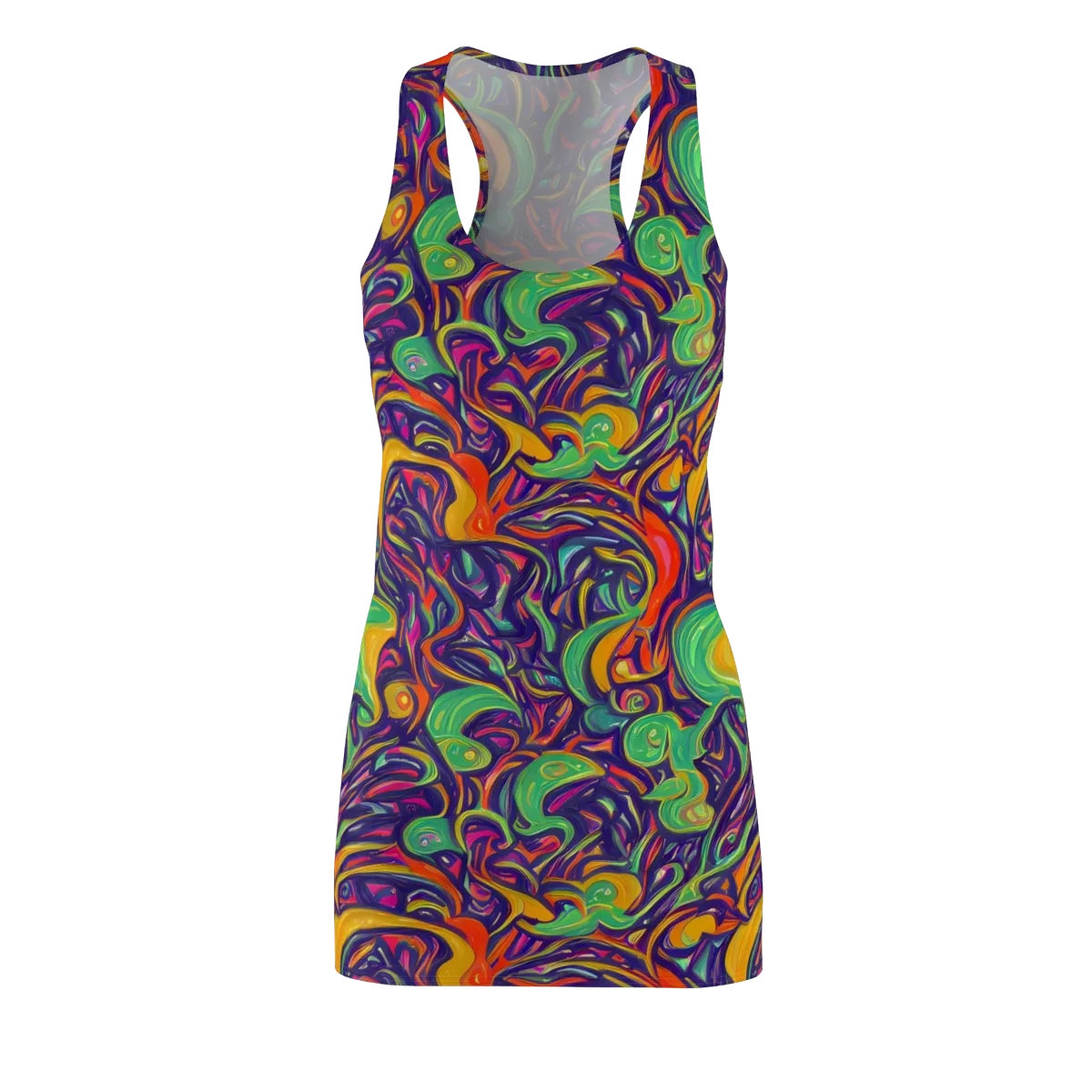 Psychedelic Ribbons on Racerback Dress — Front