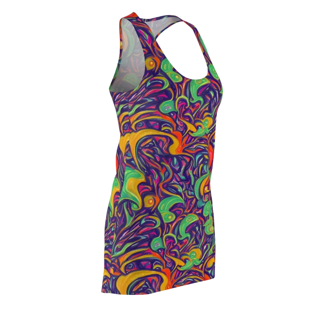 Psychedelic Ribbons on Racerback Dress — Front Side