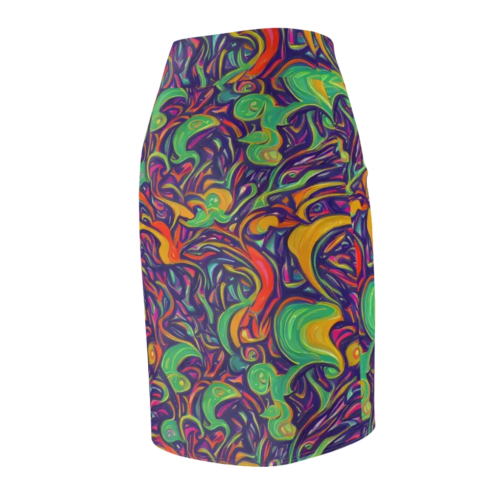 Psychedelic Ribbons on Pencil Skirt — Back Side