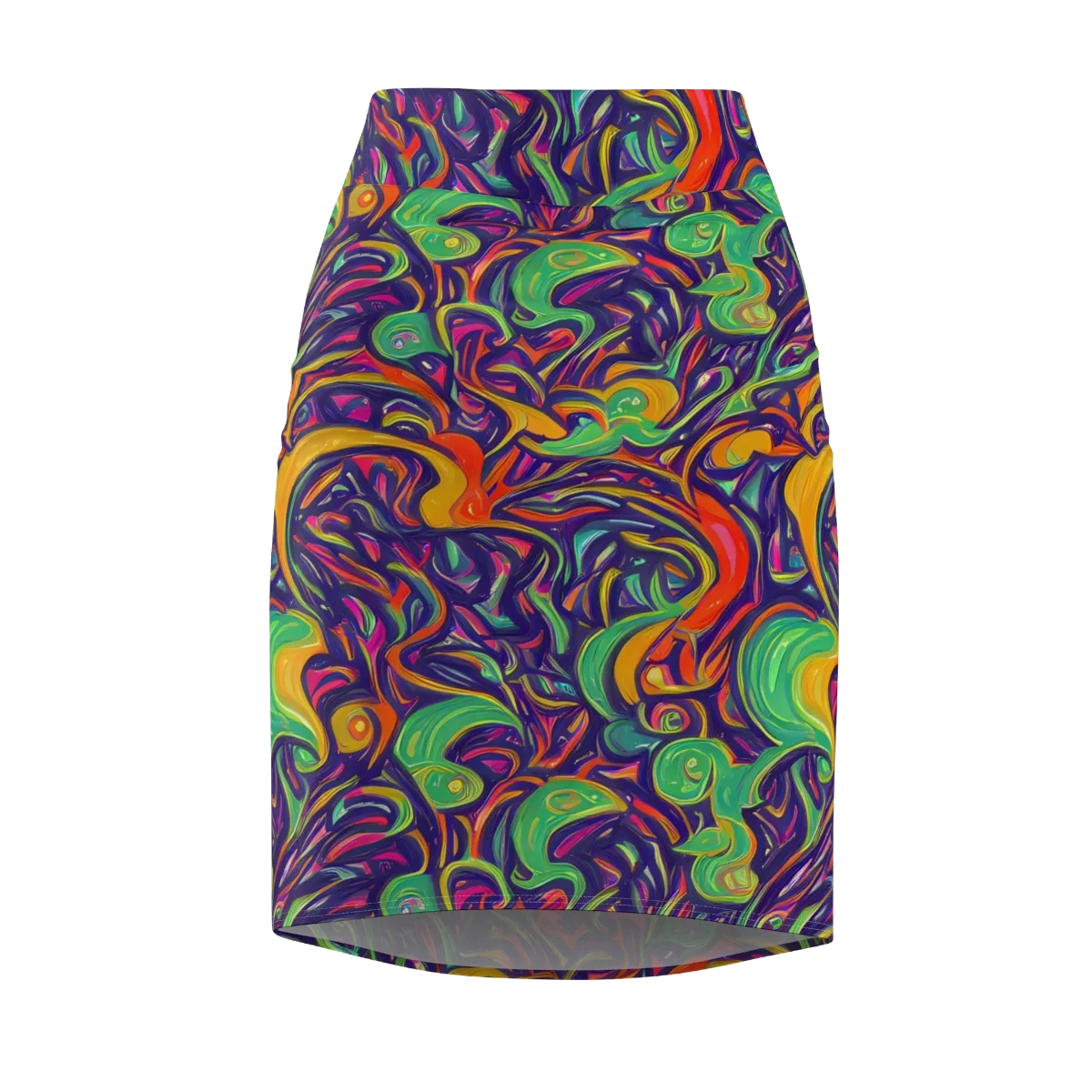 Psychedelic Ribbons on Pencil Skirt — Front