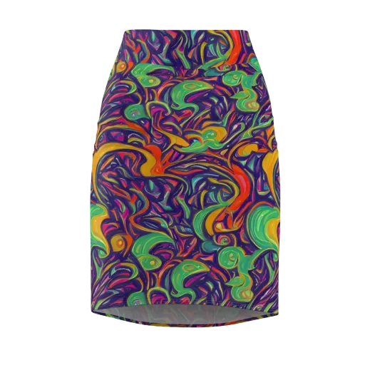 Psychedelic Ribbons on a Pencil Skirt