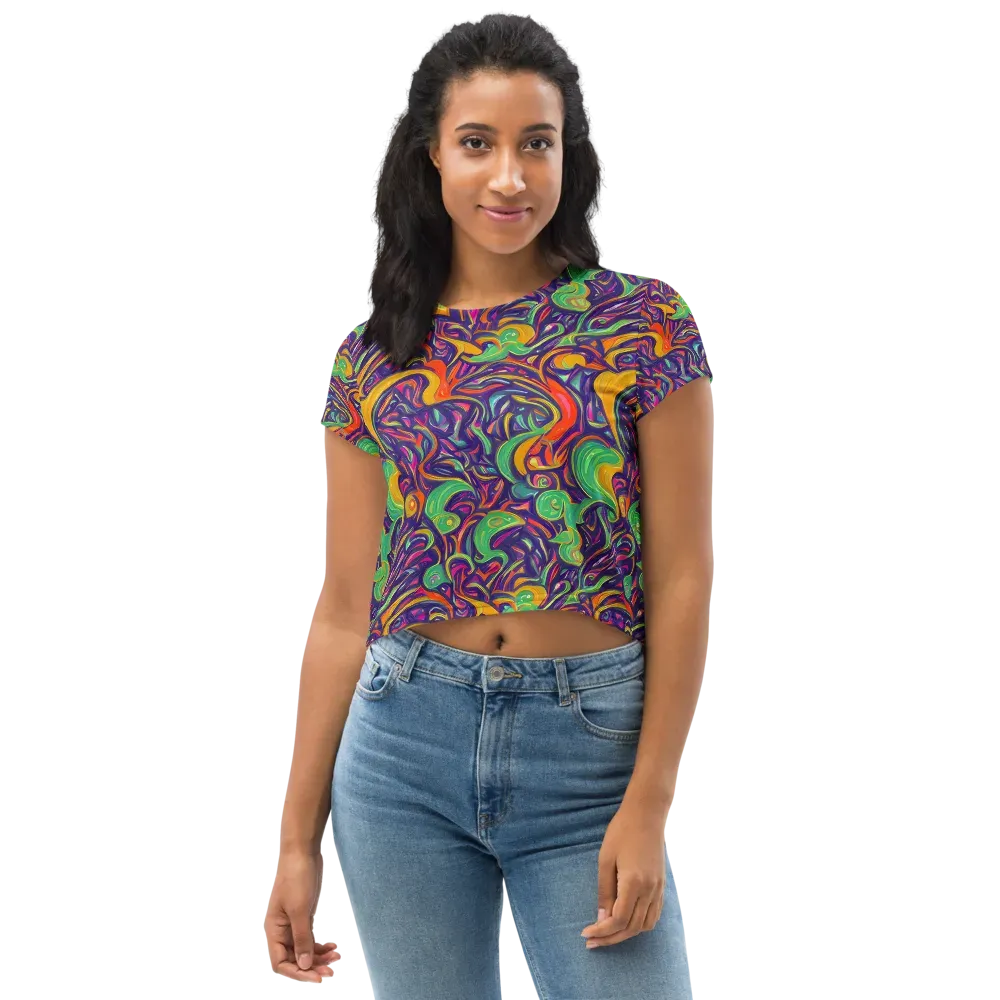 Psychedelic Ribbons on Crop Tee — Front