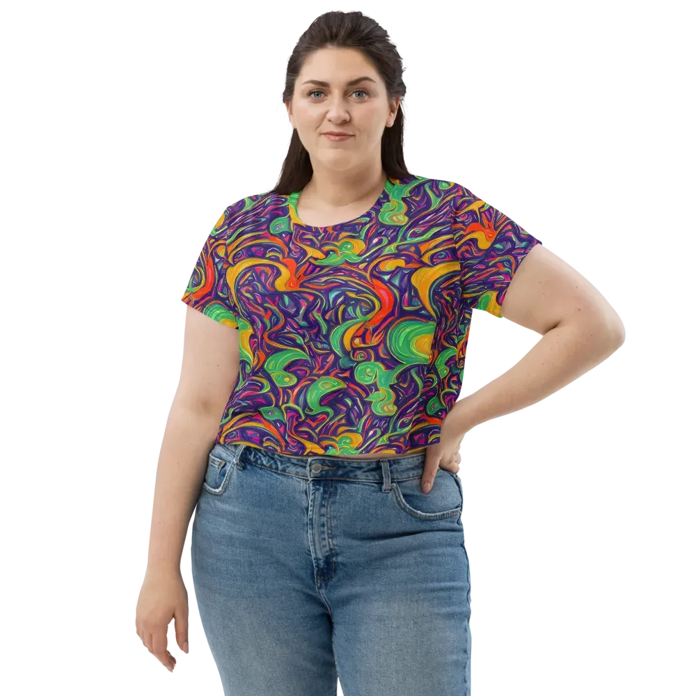 Psychedelic Ribbons on Crop Tee — Front