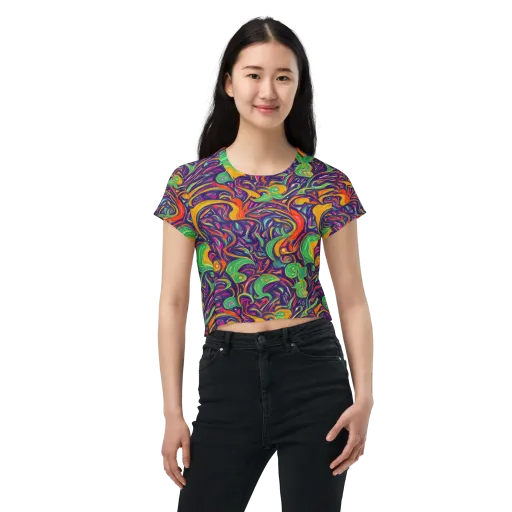 Psychedelic Ribbons on a Crop Tee