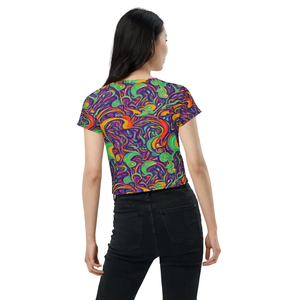 Psychedelic Ribbons on Crop Tee — Back