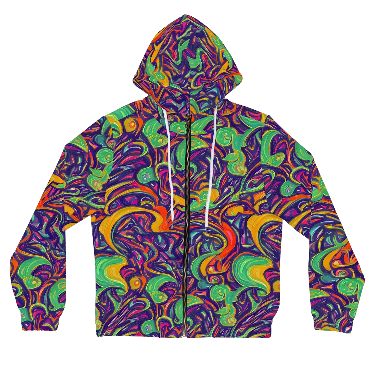Psychedelic Ribbons on Women's Full-Zip Hoodie — Front
