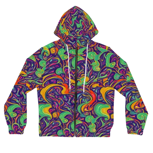Psychedelic Ribbons on a Women's Full-Zip Hoodie