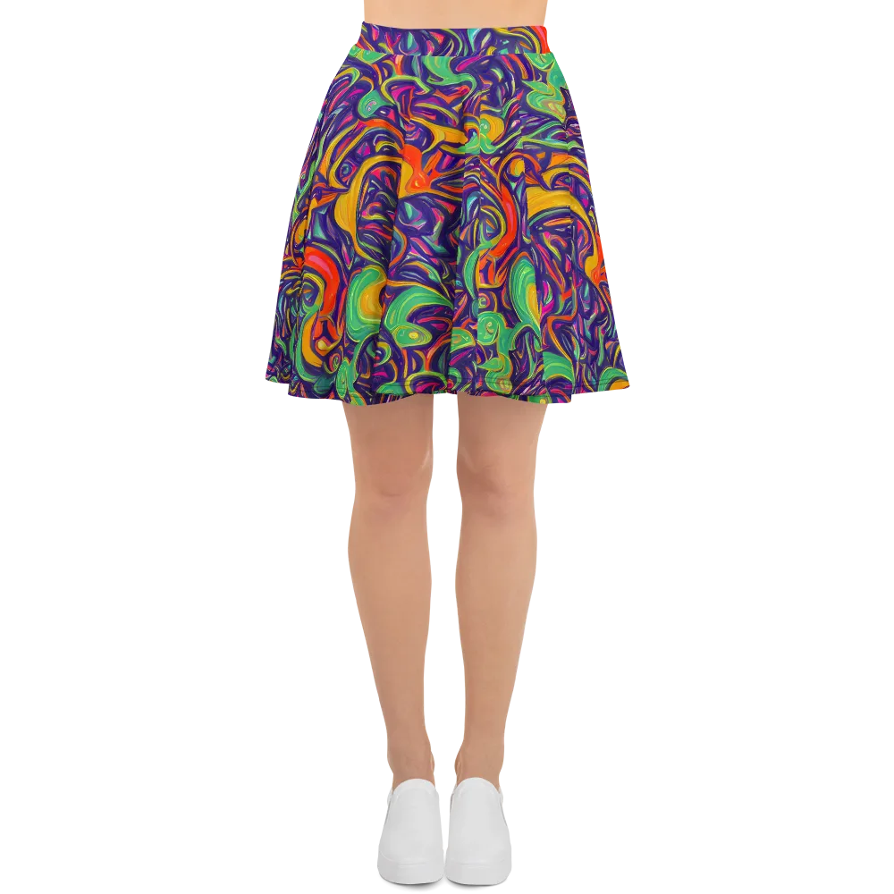 Psychedelic Ribbons on Skater Skirt — Front